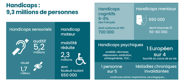 Infographie : handicap en France (voir description ci-dessous)