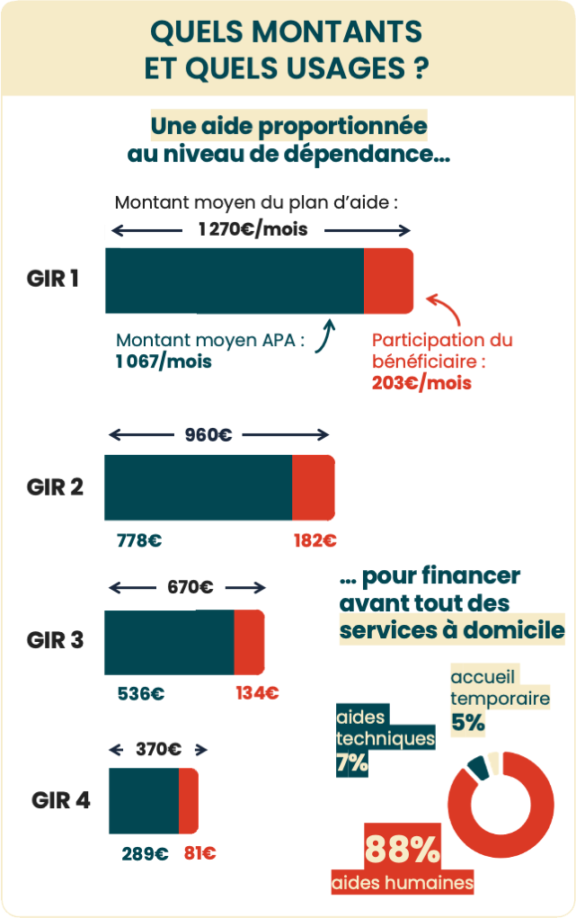 Infographie n°3 : L'Apa à domicile (voir la description ci-dessous)